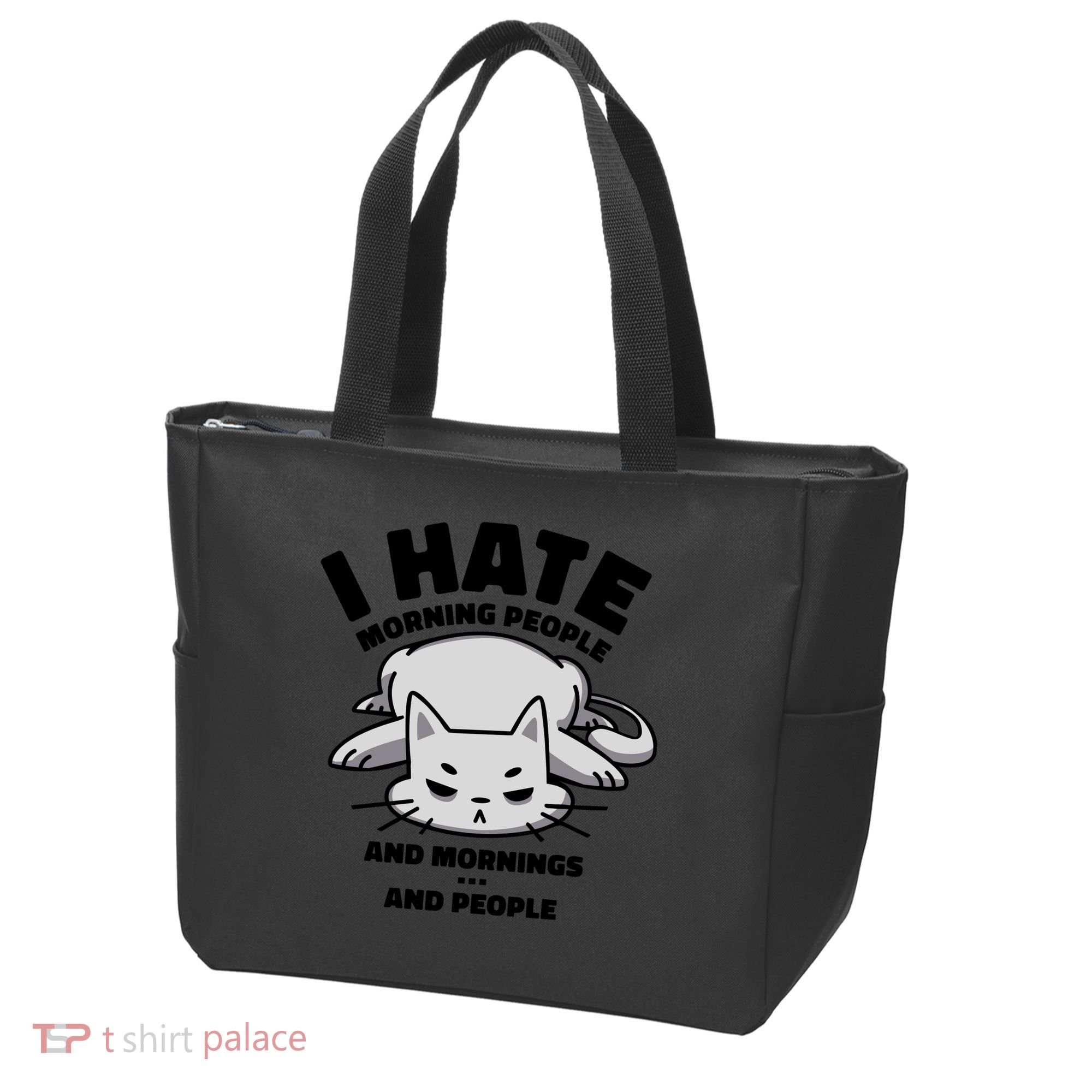 I Hate Mornings And People Funny Cat Tote Bag