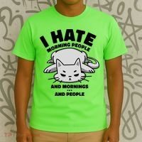 I Hate Mornings And People Funny Cat T-Shirt thumb 3