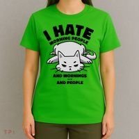 I Hate Mornings And People Funny Cat T-Shirt thumb 4