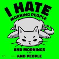 I Hate Mornings And People Funny Cat Button thumb 1