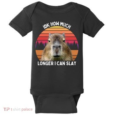 Idk How Much Longer I Can Slay Capybara Sarcastic Dank Meme Gifts Baby Bodysuit
