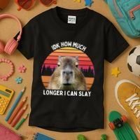 Idk How Much Longer I Can Slay Capybara Sarcastic Dank Meme Gifts Kids T-Shirt thumb 3