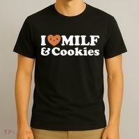 I Heart Milf & Cookies Funny Milk Love Hot Sweet Moms Joke T-Shirt thumb 3
