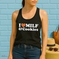 I Heart Milf & Cookies Funny Milk Love Hot Sweet Moms Joke Women's Tank Top thumb 2