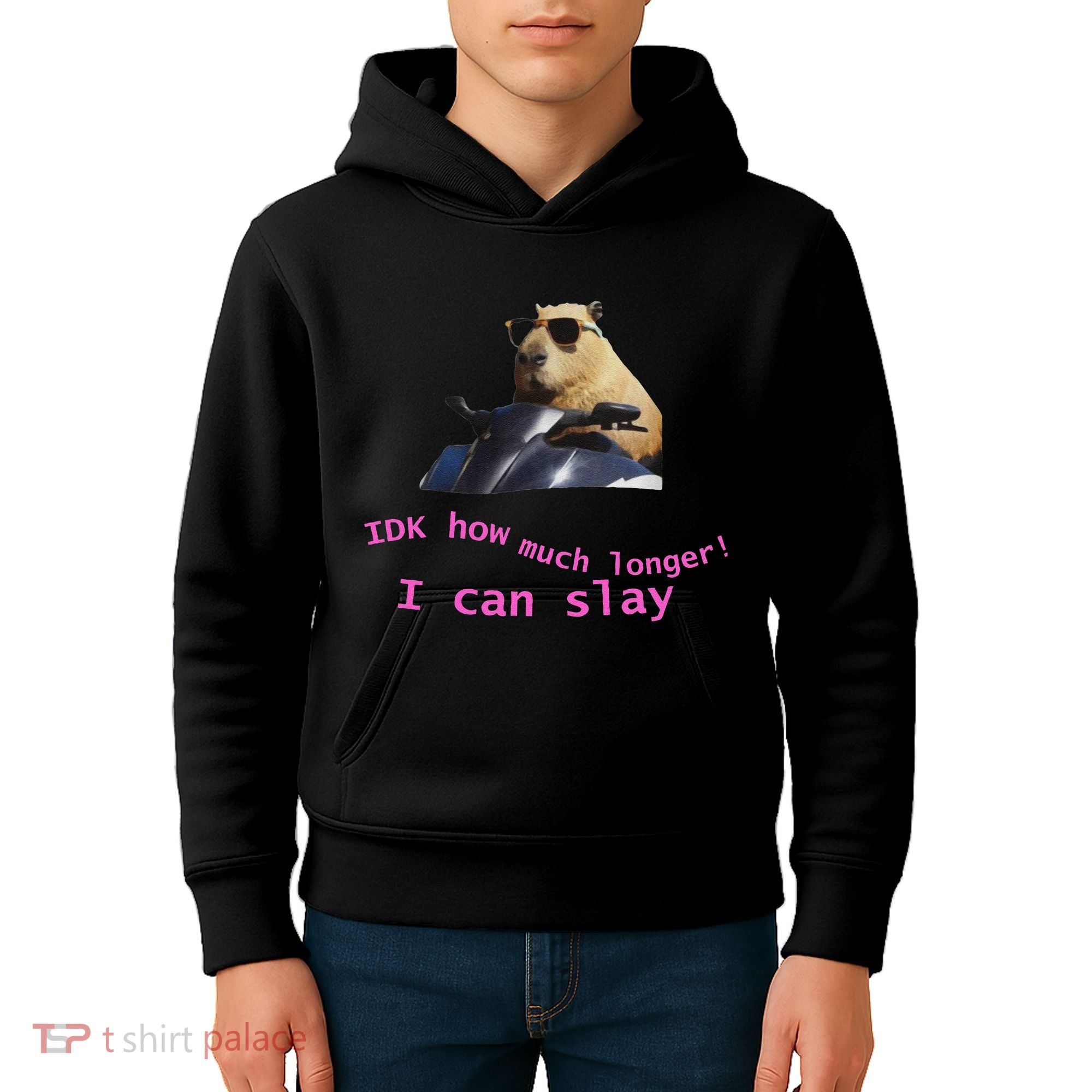Idk How Much Longer I Can Slay Capybara Sarcastic Dank Meme Kids Hoodie