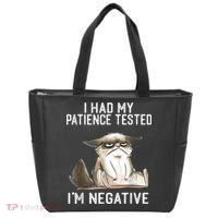I Had My Patience Tested I'm Negative Cat Funny Sarcasm Tote Bag thumb 0