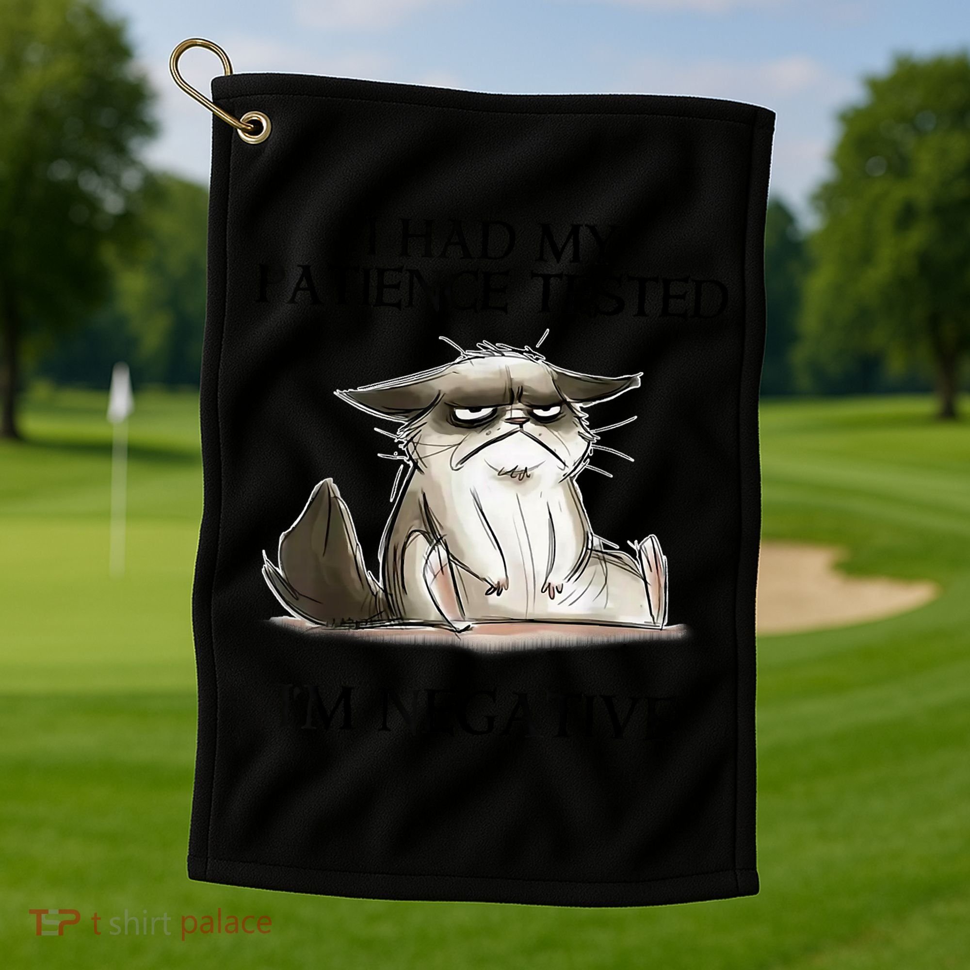 I Had My Patience Tested I'm Negative Cat Funny Golf Towel