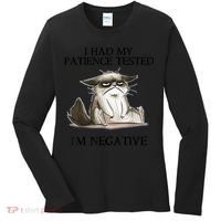 I Had My Patience Tested I'm Negative Cat Funny Women's Long Sleeve Shirt thumb 0