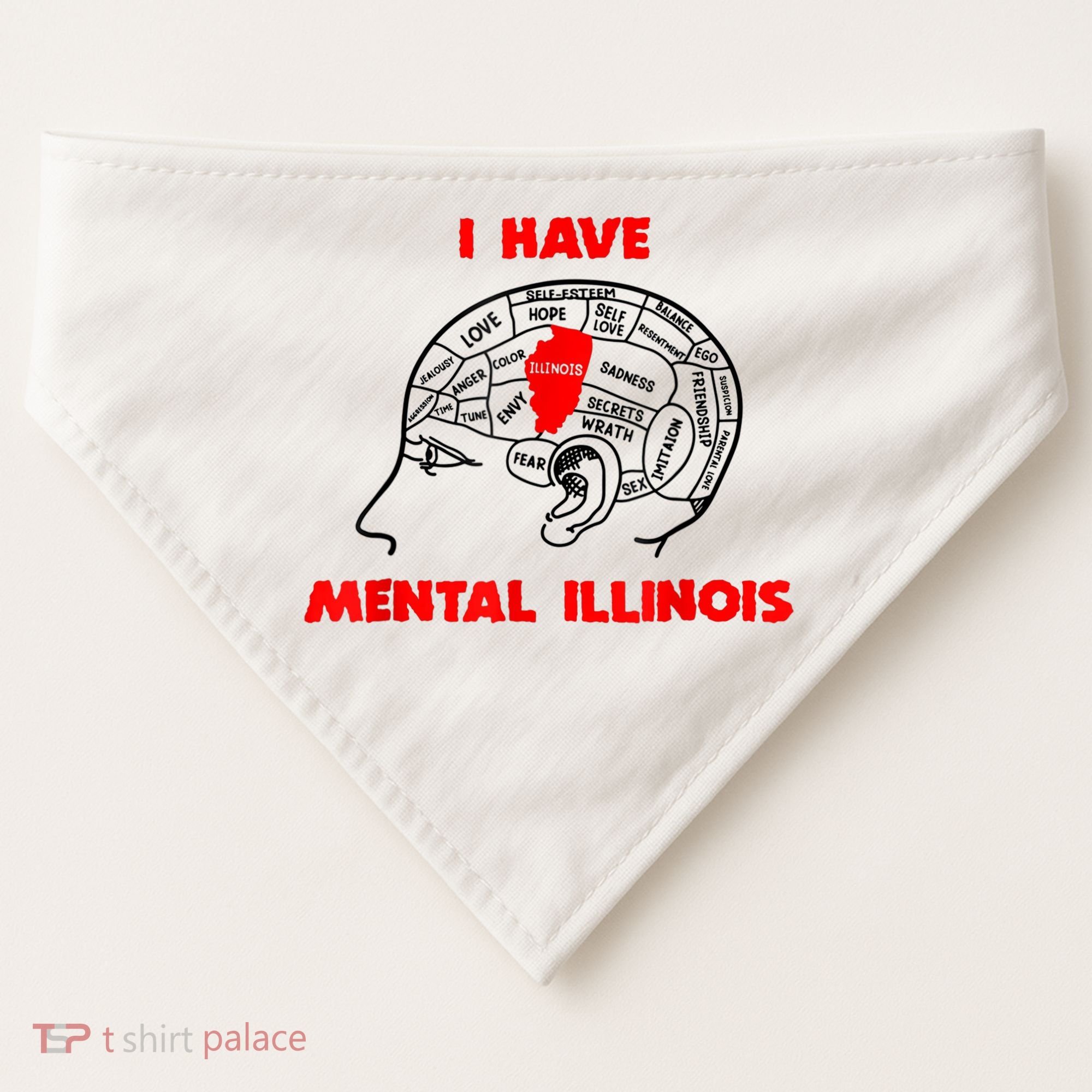 I Have Mental Illinois Funny Pun, Illinoisan Humor USA-Made Doggie Bandana