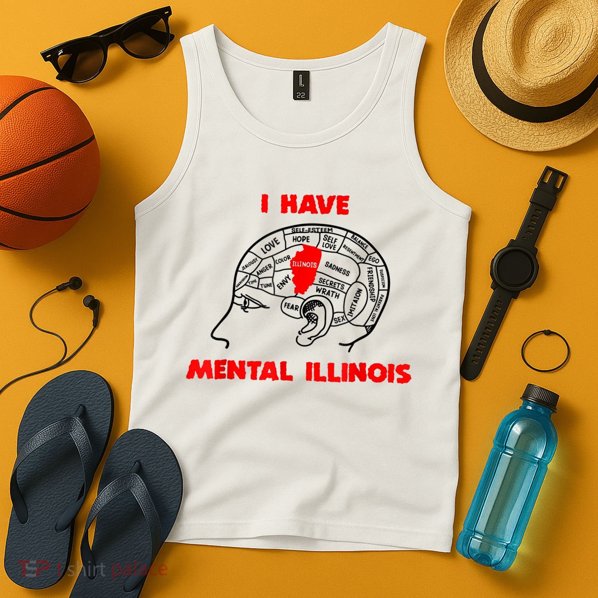 I Have Mental Illinois Funny Pun, Illinoisan Humor Tank Top