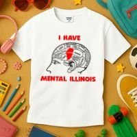 I Have Mental Illinois Funny Pun, Illinoisan Humor Kids T-Shirt thumb 3