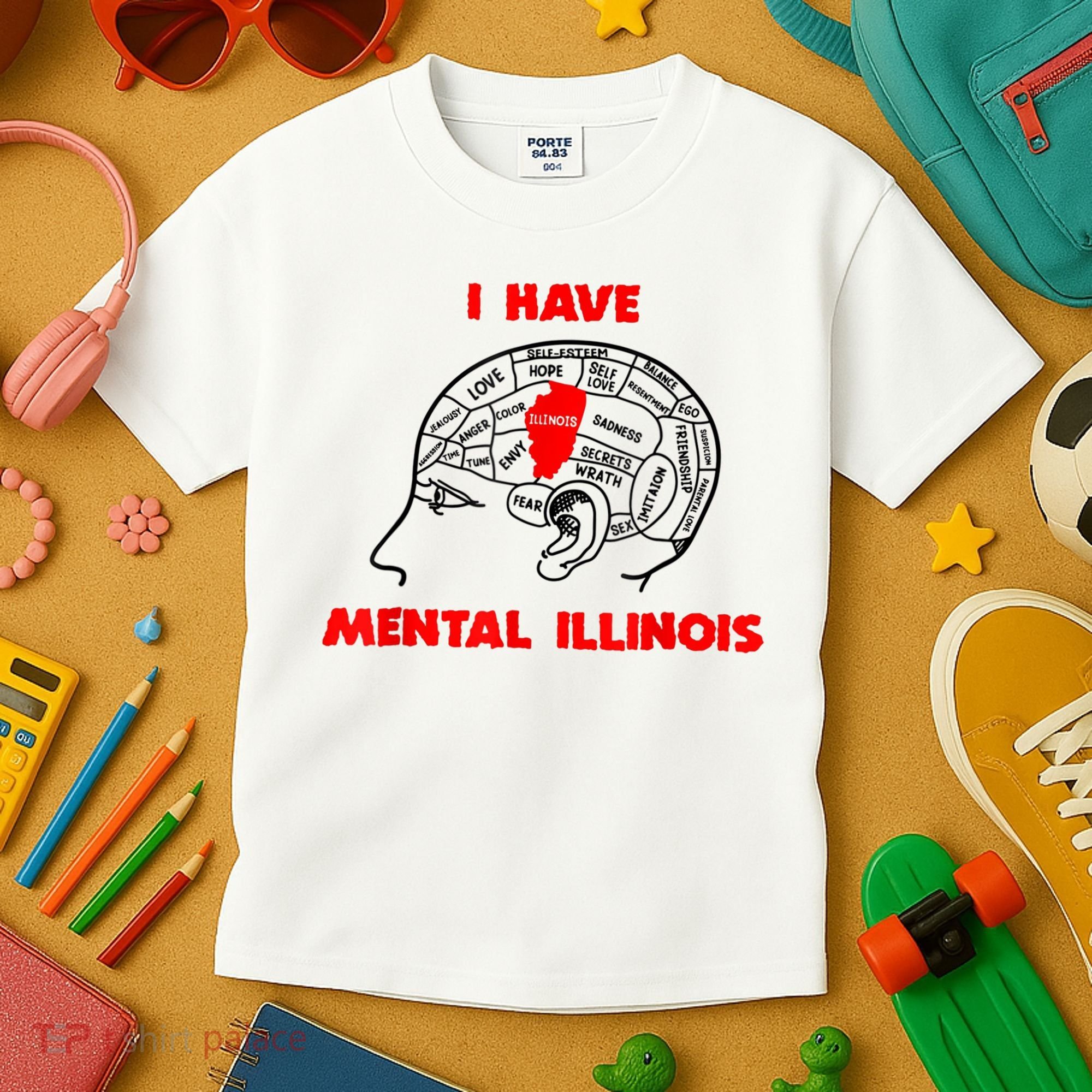 I Have Mental Illinois Funny Pun, Illinoisan Humor Kids T-Shirt