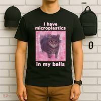 I Have Microplastics In My Balls Funny Cat Meme Dank Meme T-Shirt thumb 6