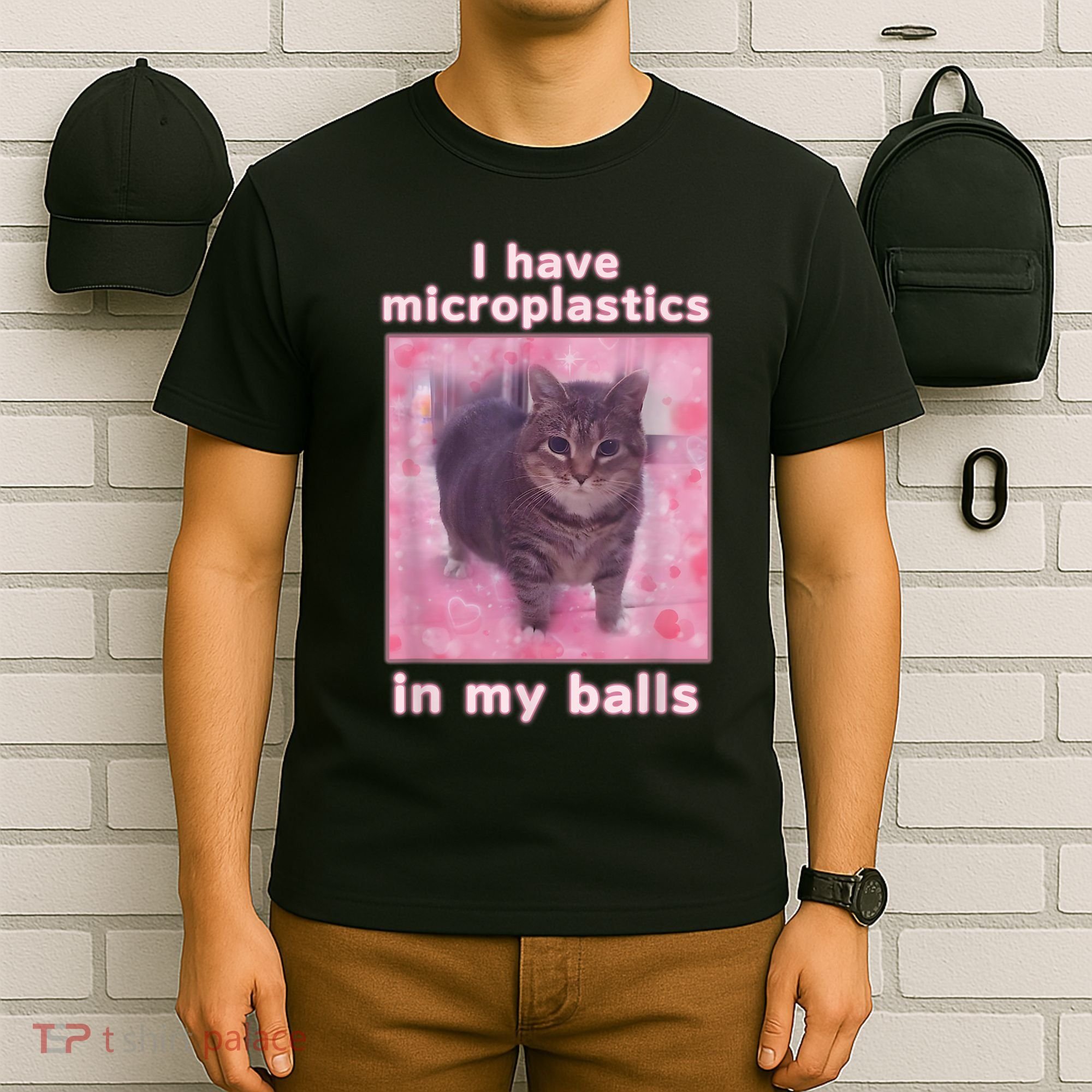 I Have Microplastics In My Balls Funny Cat Meme Dank Meme T-Shirt