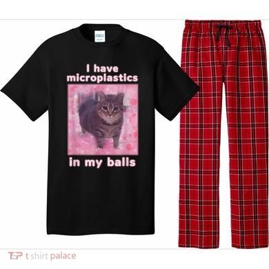 I Have Microplastics In My Balls Funny Cat Meme Dank Meme Pajama Set