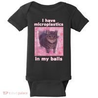 I Have Microplastics In My Balls Funny Cat Meme Dank Meme Baby Bodysuit thumb 0