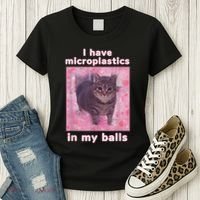 I Have Microplastics In My Balls Funny Cat Meme Dank Meme Women's T-Shirt thumb 3