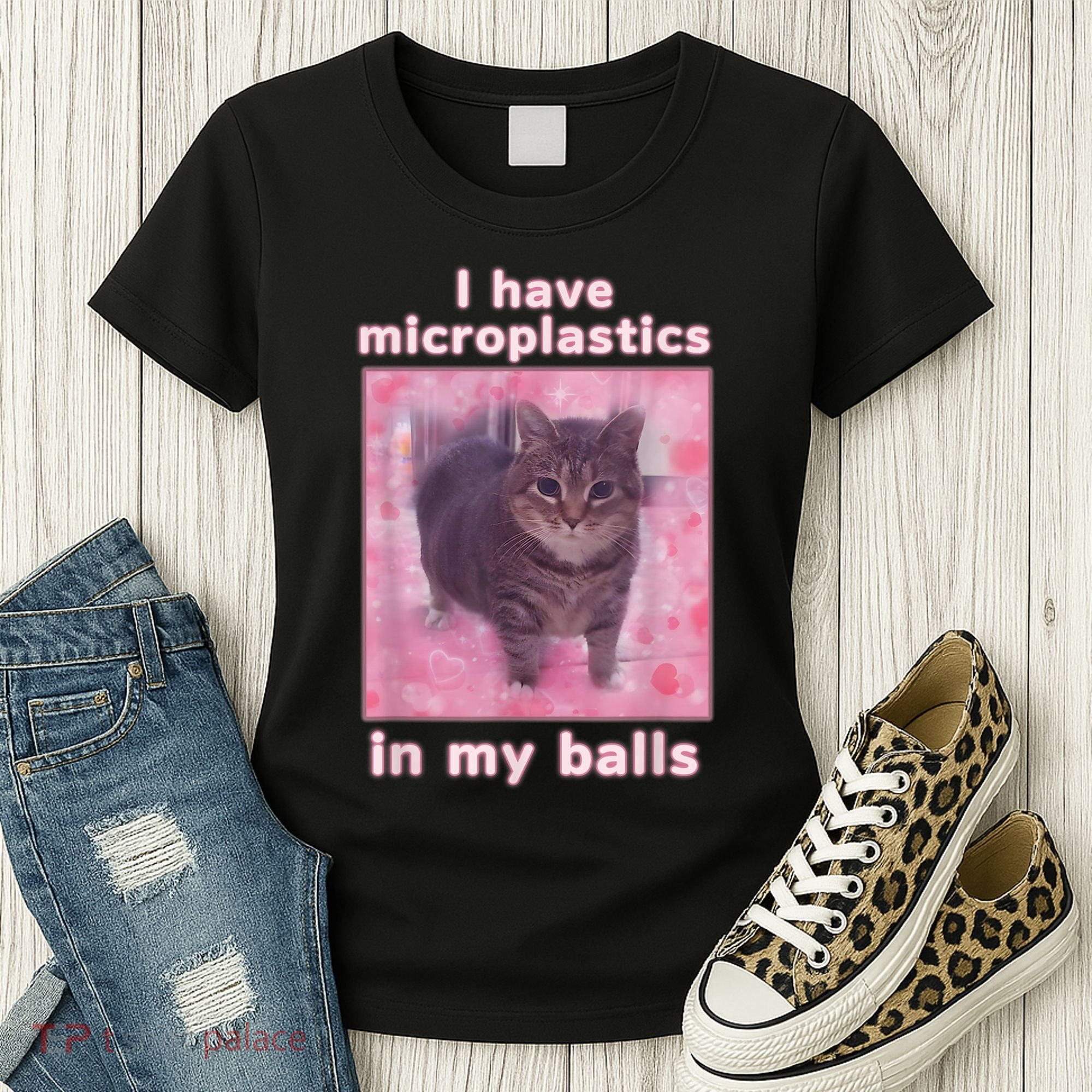 I Have Microplastics In My Balls Funny Cat Meme Dank Meme Women's T-Shirt