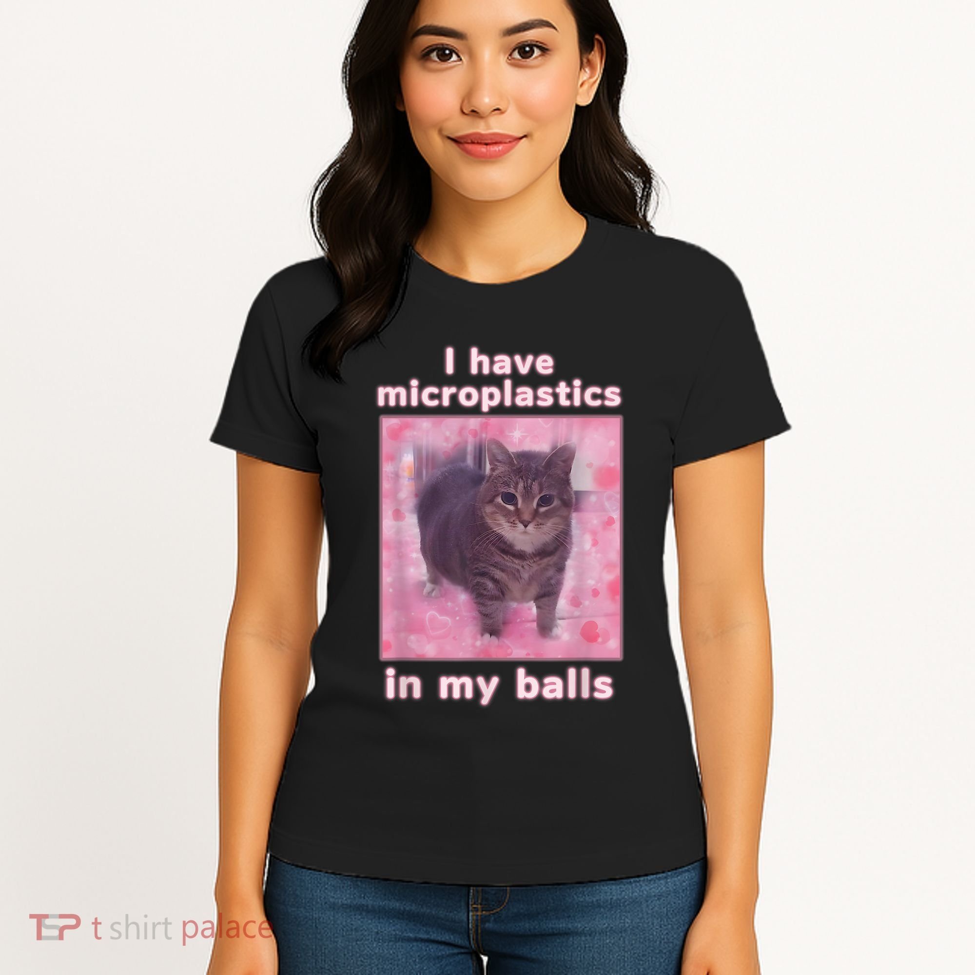 I Have Microplastics In My Balls Funny Cat Meme Dank Meme Women's T-Shirt