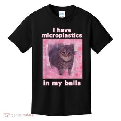 I Have Microplastics In My Balls Funny Cat Meme Dank Meme Kids T-Shirt