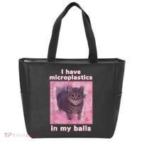 I Have Microplastics In My Balls Funny Cat Meme Dank Meme Tote Bag thumb 0