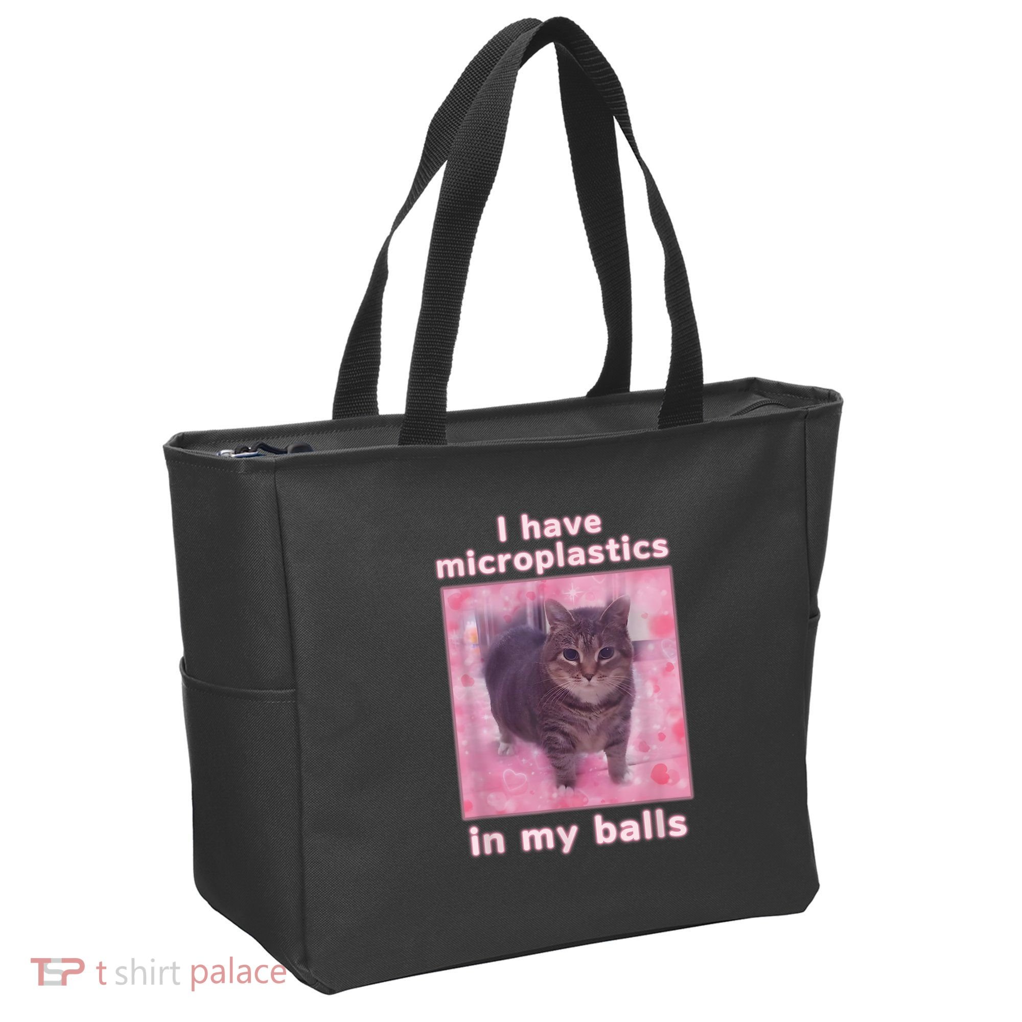 I Have Microplastics In My Balls Funny Cat Meme Dank Meme Tote Bag
