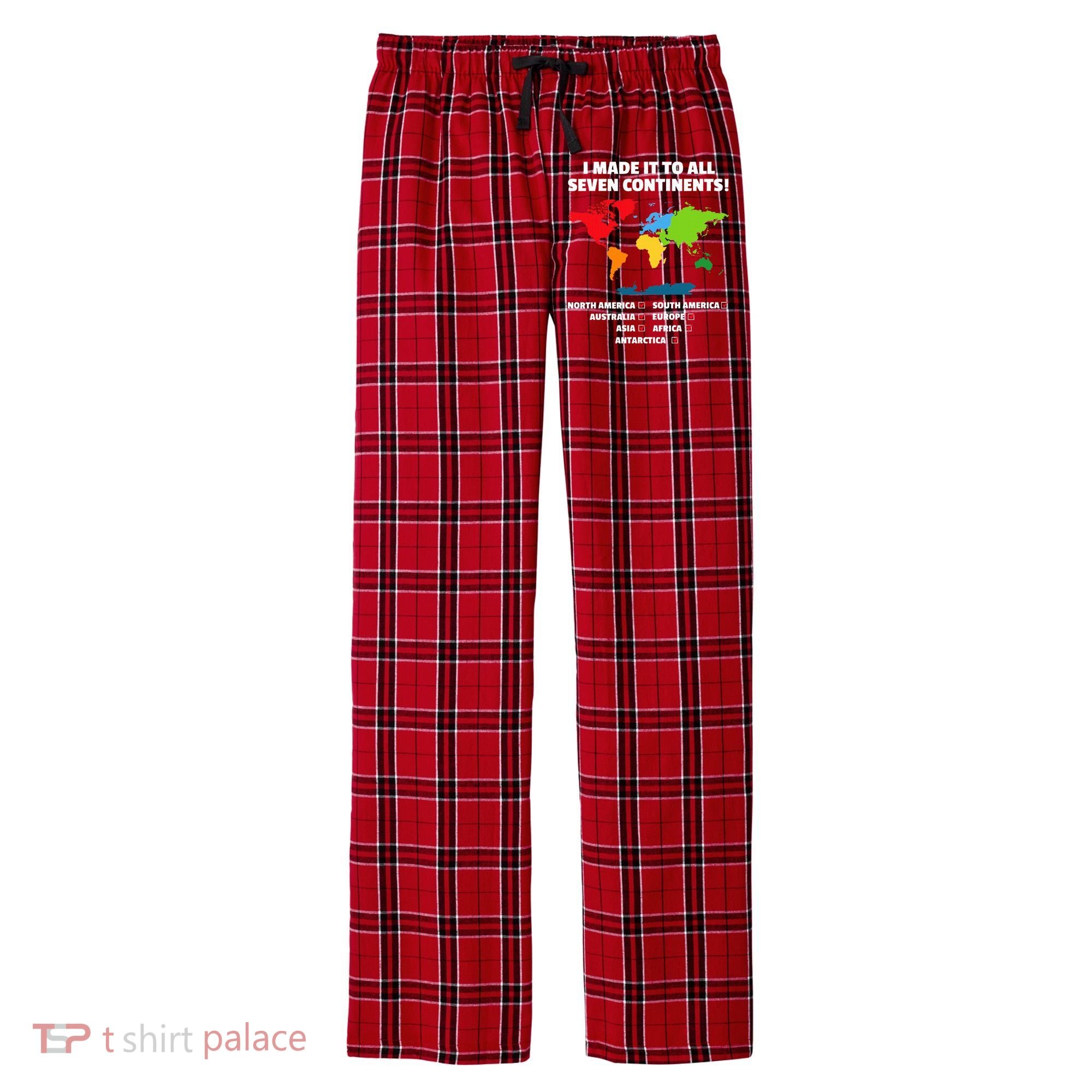 I Have Made It To All Seven Continents Men's Flannel Plaid Pajama Pants