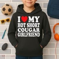I Heart My Hot Short Cougar Girlfriend I Love My Short Gf Kids Hoodie thumb 2