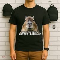 Idk How Much Longer I Can Slay Capybara Sarcastic Dank Meme T-Shirt thumb 6