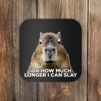 Idk How Much Longer I Can Slay Capybara Sarcastic Dank Meme Coaster thumb 0
