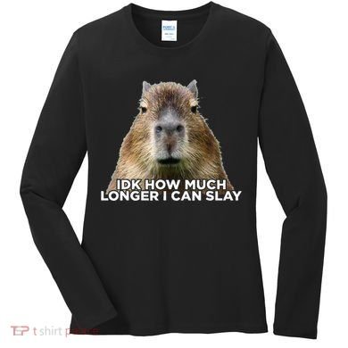Idk How Much Longer I Can Slay Capybara Sarcastic Dank Meme Women's Long Sleeve Shirt