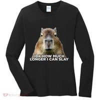 Idk How Much Longer I Can Slay Capybara Sarcastic Dank Meme Women's Long Sleeve Shirt thumb 0
