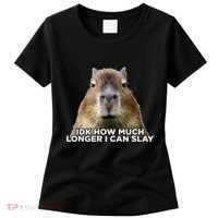 Idk How Much Longer I Can Slay Capybara Sarcastic Dank Meme Women's T-Shirt thumb 0