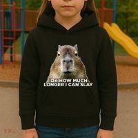 Idk How Much Longer I Can Slay Capybara Sarcastic Dank Meme Kids Hoodie thumb 3