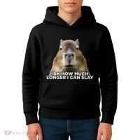 Idk How Much Longer I Can Slay Capybara Sarcastic Dank Meme Kids Hoodie thumb 4