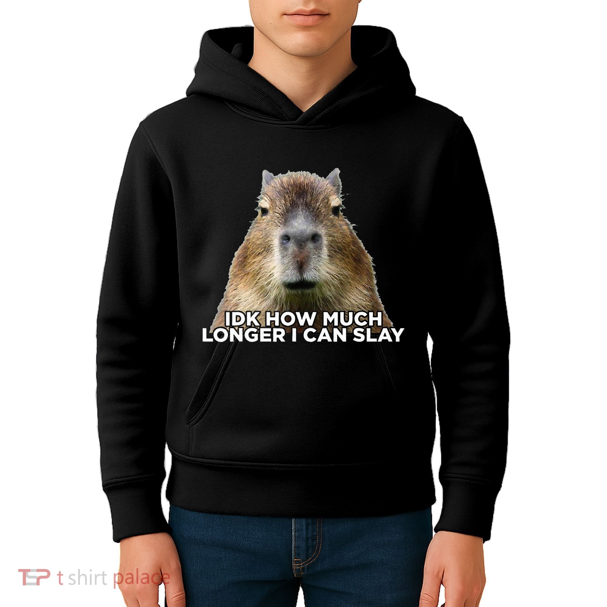 Idk How Much Longer I Can Slay Capybara Sarcastic Dank Meme Kids Hoodie