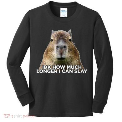 Idk How Much Longer I Can Slay Capybara Sarcastic Dank Meme Kids Long Sleeve Shirt