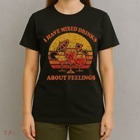 I Have Mixed Drinks About Feelings Vintage Sunset Cocktail T-Shirt thumb 4