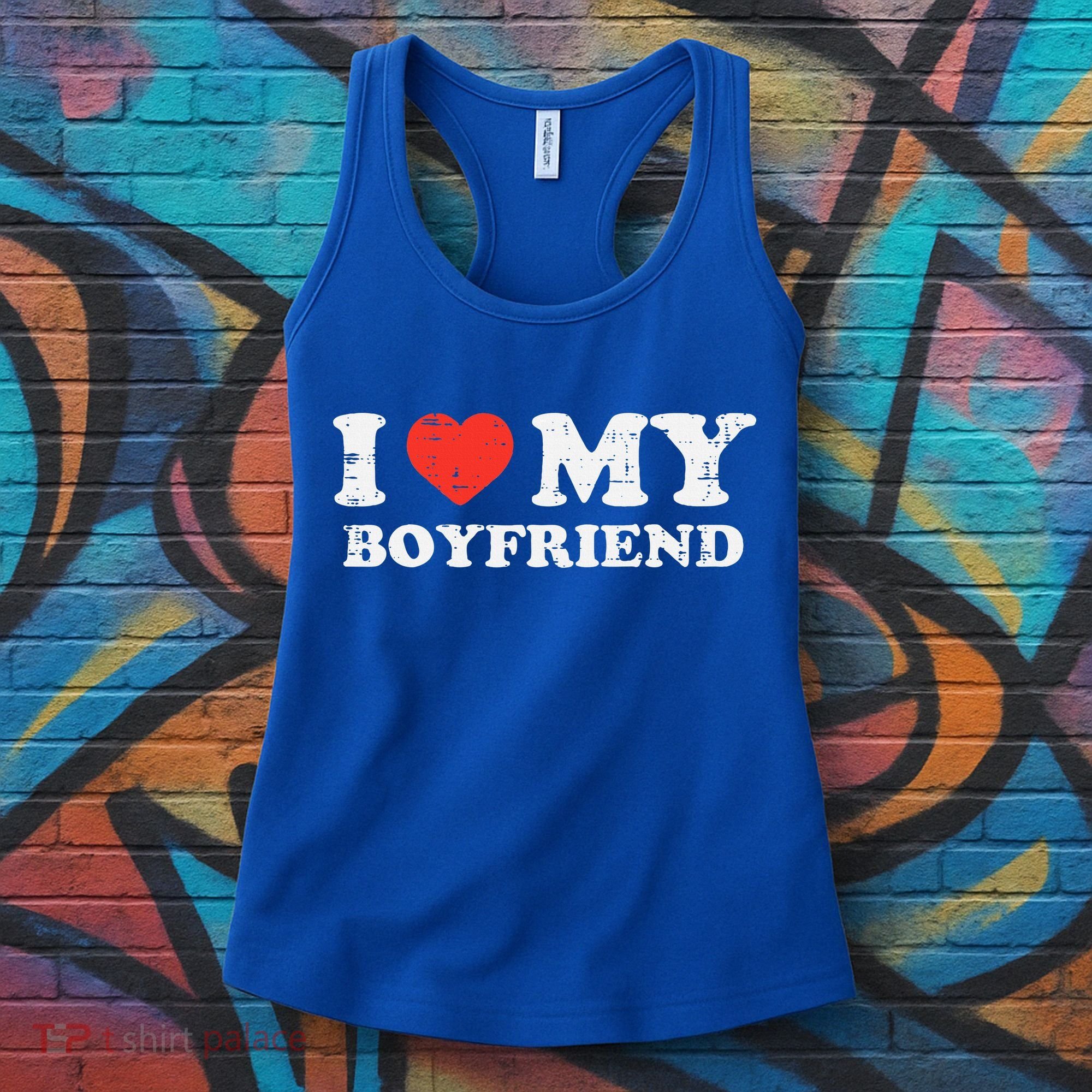 I Heart My Boyfriend Love Bf Couple Match Girlfriend  Women's Tank Top