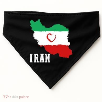 Iran Heart Map Pride For Patriotic Souls USA-Made Doggie Bandana