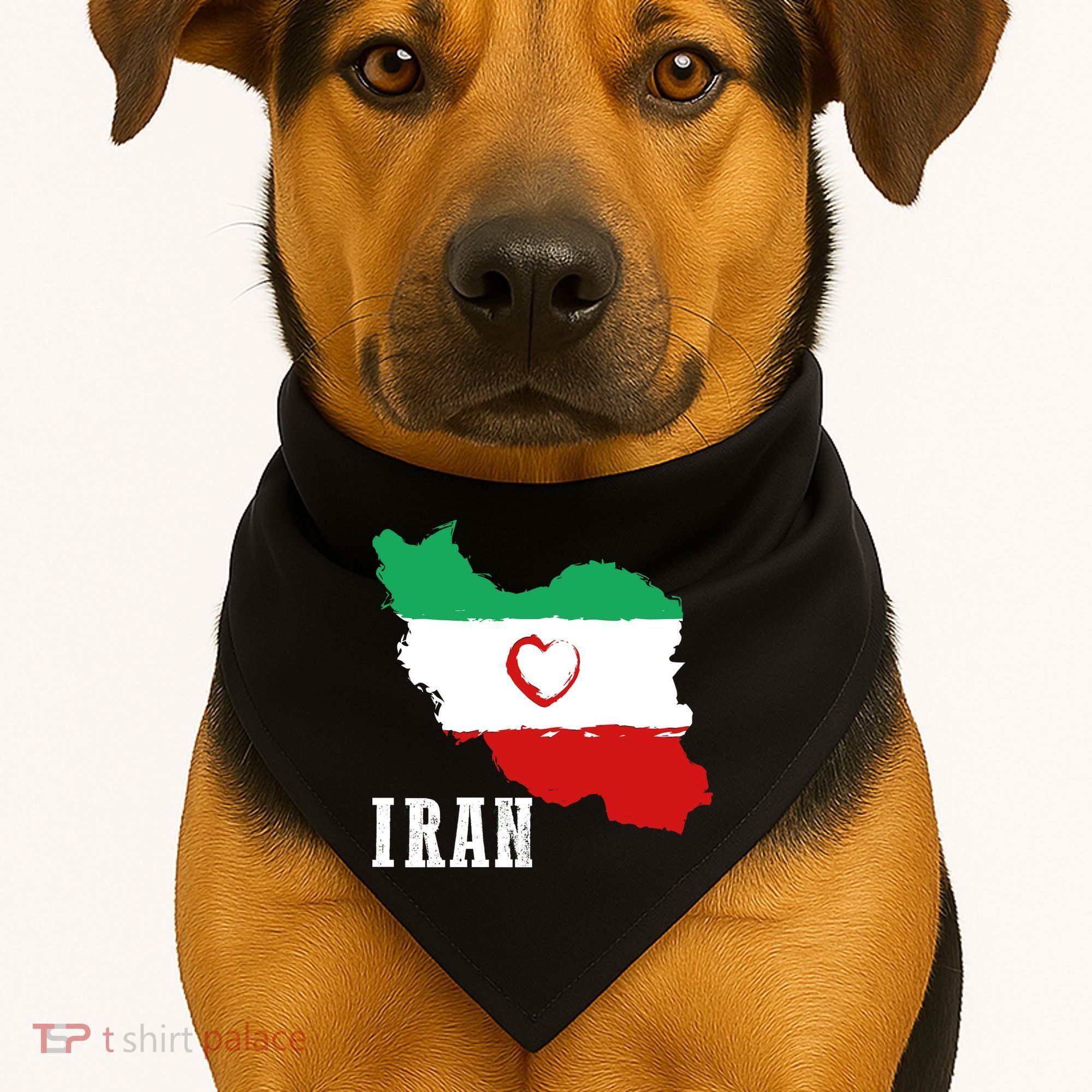 Iran Heart Map Pride For Patriotic Souls USA-Made Doggie Bandana