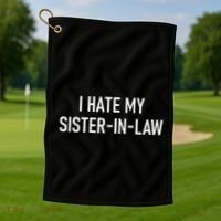 I Hate My Sister In Law Funny Jokes Sarcastic Golf Towel thumb 1