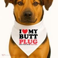 I Heart My Butt Plug That I Have In Me Right Now USA-Made Doggie Bandana thumb 1