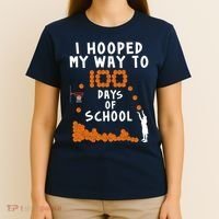 I Hooped My Way 100 Days Of School Basketball T-Shirt thumb 4