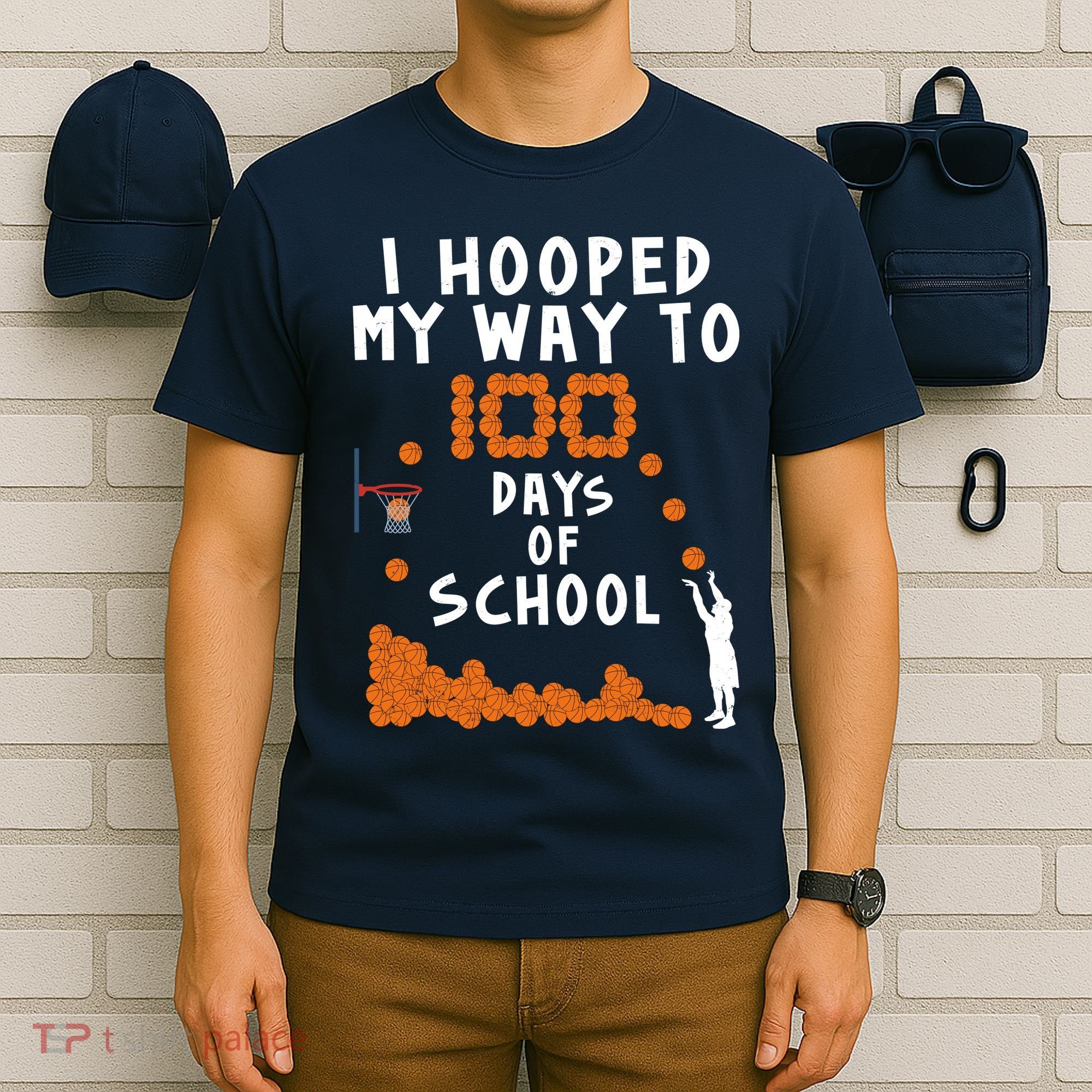 I Hooped My Way 100 Days Of School Basketball T-Shirt