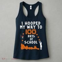 I Hooped My Way 100 Days Of School Basketball Women's Tank Top thumb 3