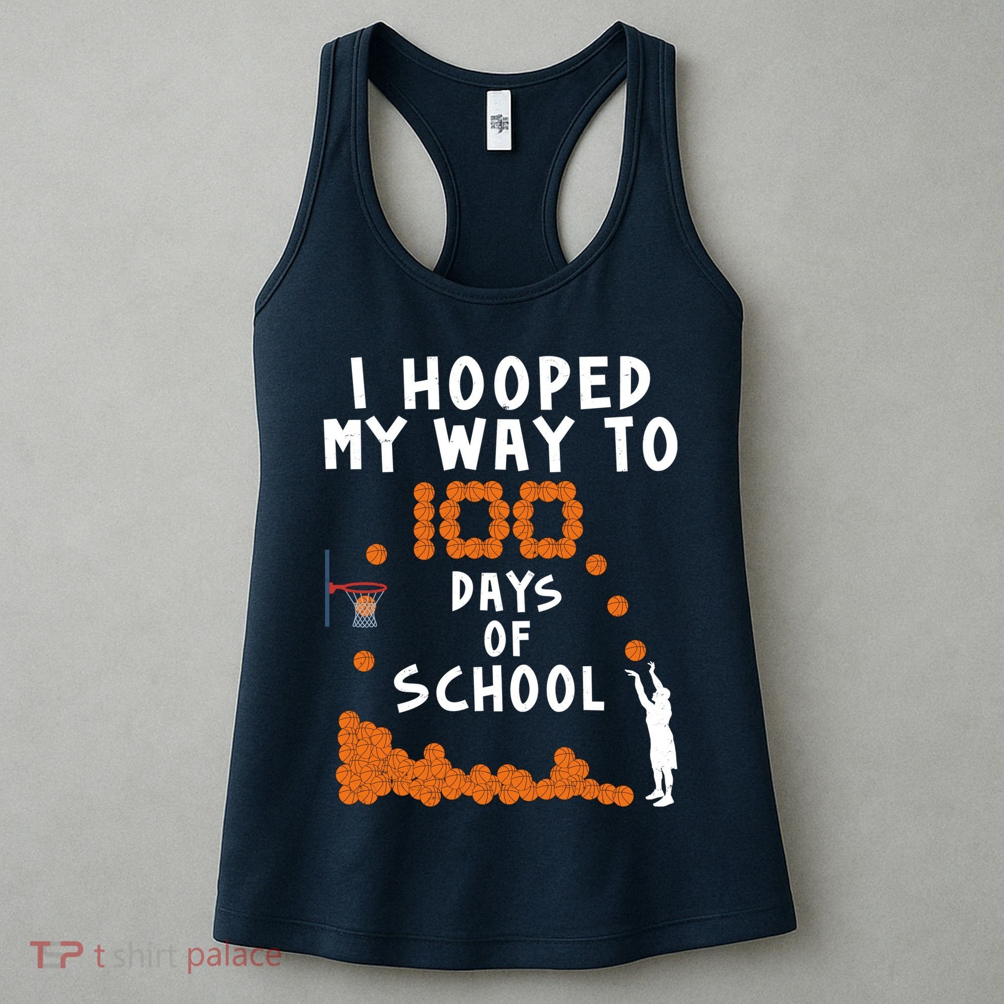 I Hooped My Way 100 Days Of School Basketball Women's Tank Top