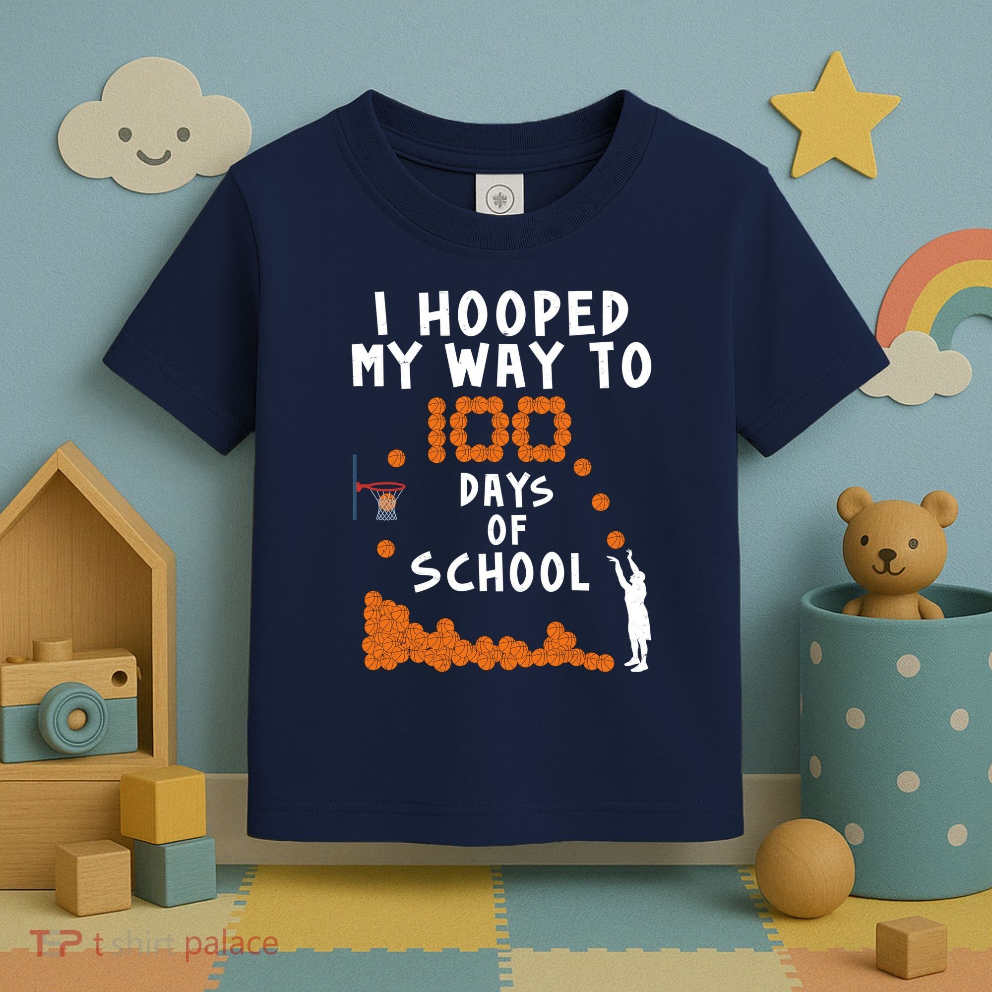 I Hooped My Way 100 Days Of School Basketball Toddler T-Shirt