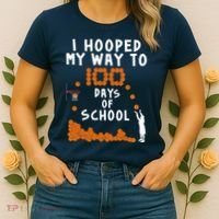 I Hooped My Way 100 Days Of School Basketball Women's T-Shirt thumb 2