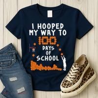 I Hooped My Way 100 Days Of School Basketball Women's T-Shirt thumb 3